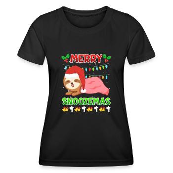 Merry Snoozemas Faultier Faulheit - Frauen Funktions-T-Shirt - Schwarz - Vorne - AI Model Female 172 light (172cm)