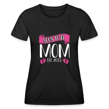 Bientôt maman 2023 - T-shirt sport Femme - noir - Devant - AI Model Female 172 light (172cm)