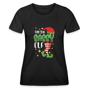 Elfe effronté Je suis l’elfe impertinent Nicolas - T-shirt sport Femme - noir - Devant - AI Model Female 172 light (172cm)