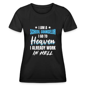 I work in hell School companion - Women's Functional T-Shirt - black - Front - AI Model Female 172 light (172cm)