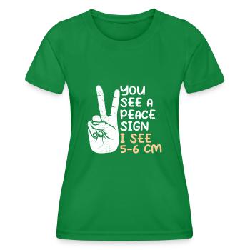 You see a Peace I see 5-6 cm midwife - Women's Functional T-Shirt - kelly green - Front - AI Model Female 172 dark (172cm)