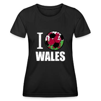 Wales Fußball - Frauen Funktions-T-Shirt - Schwarz - Vorne - AI Model Female 172 light (172cm)