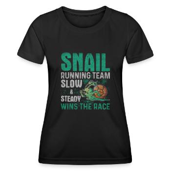 Équipe de course d’escargot Drôle de coureur d’escargot - T-shirt sport Femme - noir - Devant - AI Model Female 172 light (172cm)