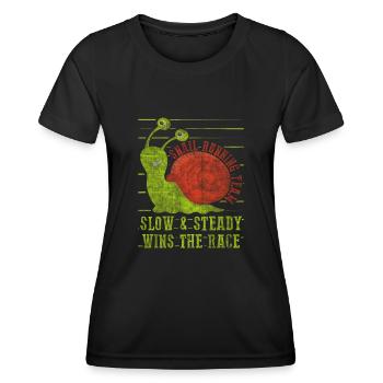 Équipe de course d’escargot Drôle de coureur d’escargot - T-shirt sport Femme - noir - Devant - AI Model Female 172 light (172cm)