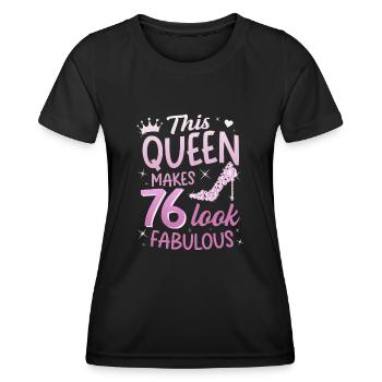 Cette reine fait 76 look Fabuleux 76e anniversaire - T-shirt sport Femme - noir - Devant - AI Model Female 172 light (172cm)