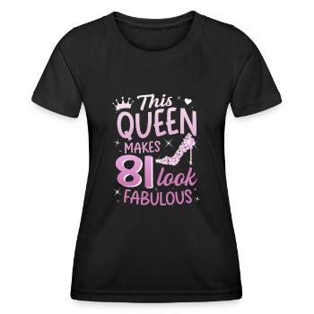 This Queen makes 81 look Fabulous 81st birthday - Women's Functional T-Shirt - black - Front - AI Model Female 172 light (172cm)