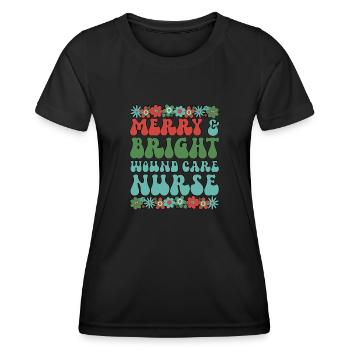 Infirmière en soins des plaies Noël RN Soins infirmiers aux plaies Noël - T-shirt sport Femme - noir - Devant - AI Model Female 172 light (172cm)