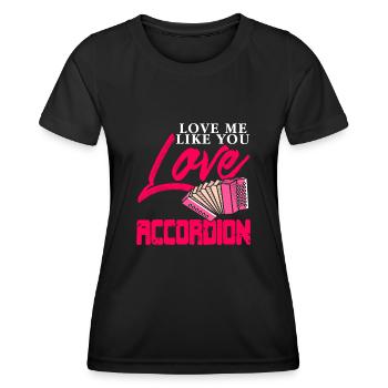 Aime-moi comme tu aimes l’accordéon - T-shirt sport Femme - noir - Devant - AI Model Female 172 light (172cm)