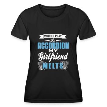 Quand je joue de l’accordéon, ma copine fond - T-shirt sport Femme - noir - Devant - AI Model Female 172 light (172cm)