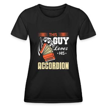 This Guy loves his Accordion - Women's Functional T-Shirt - black - Front - AI Model Female 172 light (172cm)