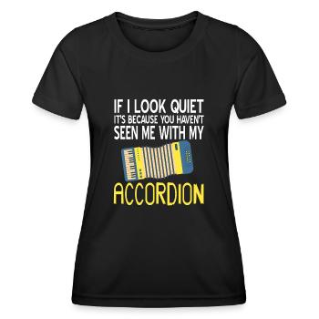 If i look quiet its seen me with my Accordion - Women's Functional T-Shirt - black - Front - AI Model Female 172 light (172cm)