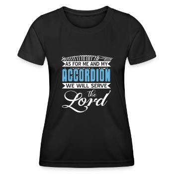 Quant à moi et à mon accordéon, nous servirons le seigneur - T-shirt sport Femme - noir - Devant - AI Model Female 172 light (172cm)