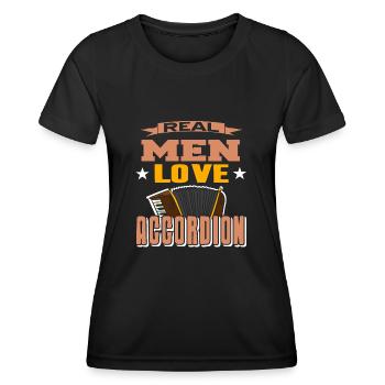 Real men love Accordion - Frauen Funktions-T-Shirt - Schwarz - Vorne - AI Model Female 172 light (172cm)