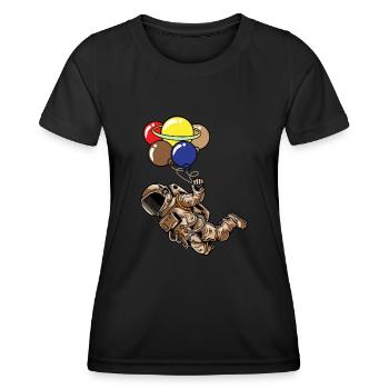 Spaceman Moon Planets Astronaute Space Balloons - T-shirt sport Femme - noir - Devant - AI Model Female 172 light (172cm)