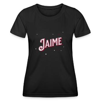 Prénom Jaime personnalisé - T-shirt sport Femme - noir - Devant - AI Model Female 172 light (172cm)
