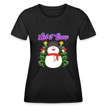 Let it Snow Snowman Noël - T-shirt sport Femme - noir - Devant - AI Model Female 172 light (172cm)