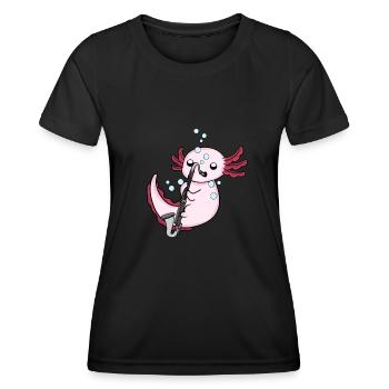 Bassklarinette Axolotl Big Band Kinder Orchester - Frauen Funktions-T-Shirt - Schwarz - Vorne - AI Model Female 172 light (172cm)
