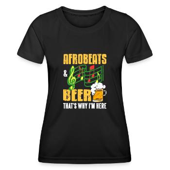 Arobeats & Beer thets why im here - Frauen Funktions-T-Shirt - Schwarz - Vorne - AI Model Female 172 light (172cm)