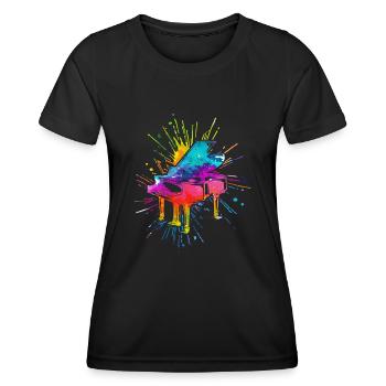 Piano, Pianist - Frauen Funktions-T-Shirt - Schwarz - Vorne - AI Model Female 172 light (172cm)