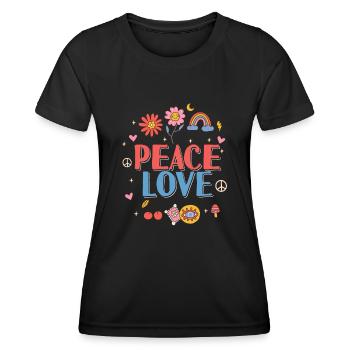 Friedensliebe Hippie - Frauen Funktions-T-Shirt - Schwarz - Vorne - AI Model Female 172 light (172cm)
