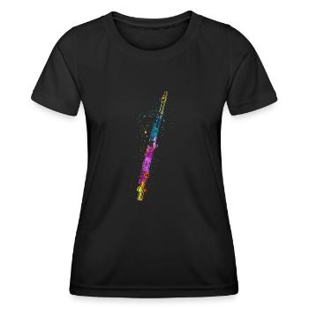 Flûte, Jouer de la flûte, - T-shirt sport Femme - noir - Devant - AI Model Female 172 light (172cm)