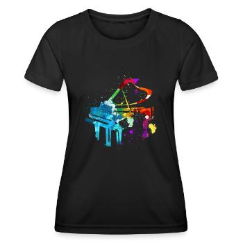 Piano, Pianist - Frauen Funktions-T-Shirt - Schwarz - Vorne - AI Model Female 172 light (172cm)