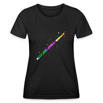 Flûte, Jouer de la flûte, - T-shirt sport Femme - noir - Devant - AI Model Female 172 light (172cm)