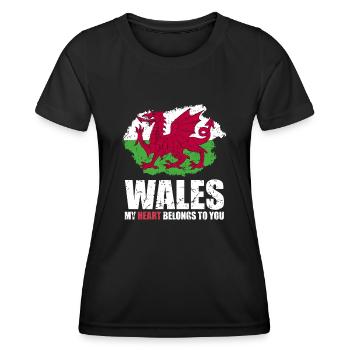 Wales Flag - Women's Functional T-Shirt - black - Front - AI Model Female 172 light (172cm)