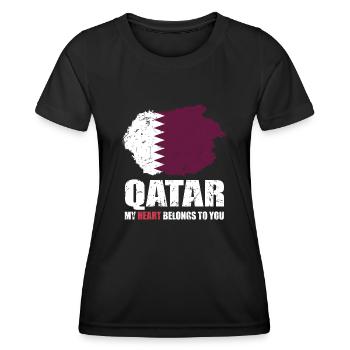 Katar Fahne - Frauen Funktions-T-Shirt - Schwarz - Vorne - AI Model Female 172 light (172cm)
