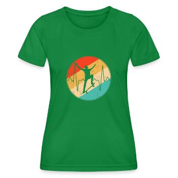 skaten retro Herzschlag - Frauen Funktions-T-Shirt - Kelly Green - Vorne - AI Model Female 172 dark (172cm)