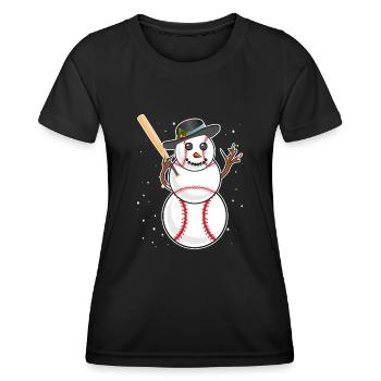 Baseball Schneemann Baseball Spieler Baseballer - Frauen Funktions-T-Shirt - Schwarz - Vorne - AI Model Female 172 light (172cm)