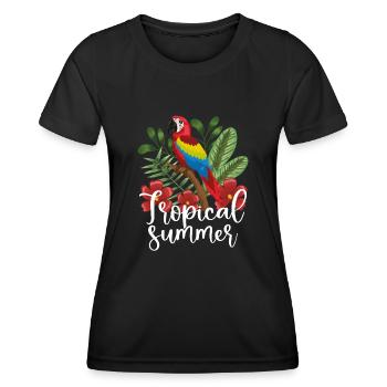 Tropischer Sommer papagei - Frauen Funktions-T-Shirt - Schwarz - Vorne - AI Model Female 172 light (172cm)