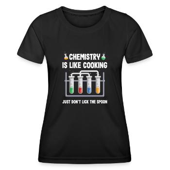 Chemist just don´t lick the spoon funny chemistry - Frauen Funktions-T-Shirt - Schwarz - Vorne - AI Model Female 172 light (172cm)