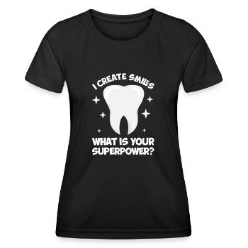 Dentist create smiles dental funny motif tooth - Frauen Funktions-T-Shirt - Schwarz - Vorne - AI Model Female 172 light (172cm)