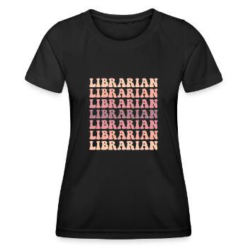 Librarian words books reading library retro - Frauen Funktions-T-Shirt - Schwarz - Vorne - AI Model Female 172 light (172cm)