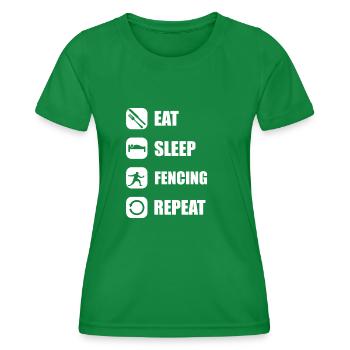 Fencer eat sleep fencing repeat - Frauen Funktions-T-Shirt - Kelly Green - Vorne - AI Model Female 172 dark (172cm)
