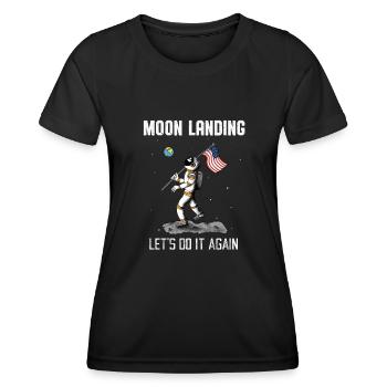 Mondlandung Wiederholden Astronaut Weltall Mond - Frauen Funktions-T-Shirt - Schwarz - Vorne - AI Model Female 172 light (172cm)