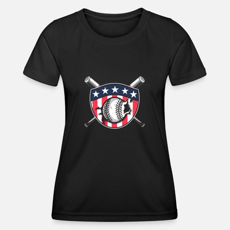 Baseball Player Badge USA Baseball Team - Women's Functional T-Shirt - black
