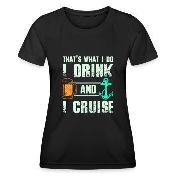 I drink beer and I cruise - Women's Functional T-Shirt - black - Front - AI Model Female 172 light (172cm)