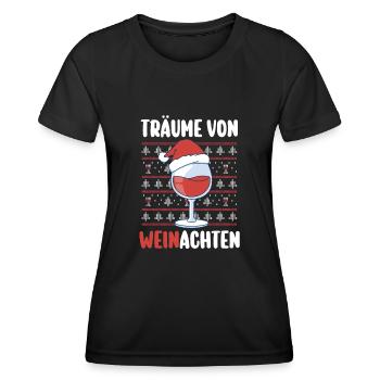 Weihnachtsmann Wein Weihnachten - Frauen Funktions-T-Shirt - Schwarz - Vorne - AI Model Female 172 light (172cm)