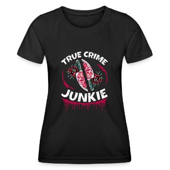 True Crime Junkie - Frauen Funktions-T-Shirt - Schwarz - Vorne - AI Model Female 172 light (172cm)