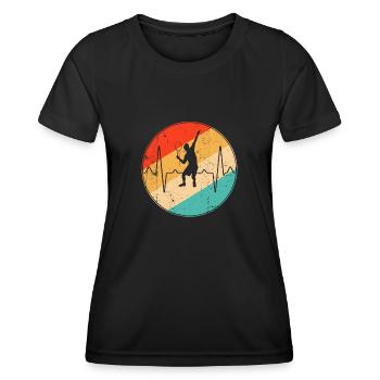 Tennis Retro Herzschlag - Frauen Funktions-T-Shirt - Schwarz - Vorne - AI Model Female 172 light (172cm)