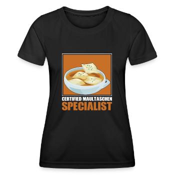 Certified Maultaschen Specialist Herrgottsbescheiß - Women's Functional T-Shirt - black - Front - AI Model Female 172 light (172cm)