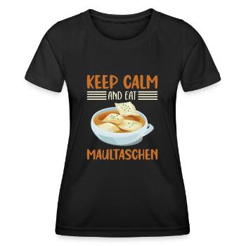 KEEP CALM AND EAT MAULTASCHEN - Frauen Funktions-T-Shirt - Schwarz - Vorne - AI Model Female 172 light (172cm)
