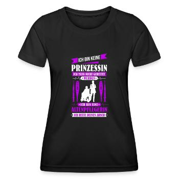 Ich bin keine Prinzessin ich bin Altenpflegerin - Frauen Funktions-T-Shirt - Schwarz - Vorne - AI Model Female 172 light (172cm)