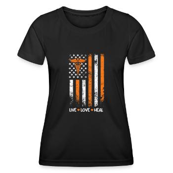 Live Love Heal USA Flag Best Nurse - Women's Functional T-Shirt - black - Front - AI Model Female 172 light (172cm)