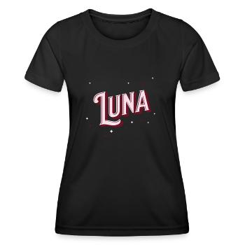Nom Luna personnalisé - T-shirt sport Femme - noir - Devant - AI Model Female 172 light (172cm)
