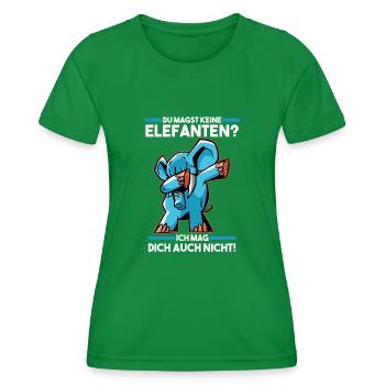 Dickhäuter Rüsseltier Dabbing Elefant - Frauen Funktions-T-Shirt - Kelly Green - Vorne - AI Model Female 172 dark (172cm)