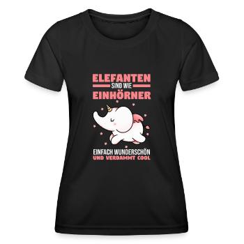 Dickhäuter Rüsseltier Einhorn Elefant - Frauen Funktions-T-Shirt - Schwarz - Vorne - AI Model Female 172 light (172cm)