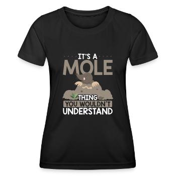 C’est une taupe - T-shirt sport Femme - noir - Devant - AI Model Female 172 light (172cm)